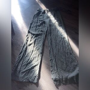 La Hearts Sage Green Linen Blend Trousers